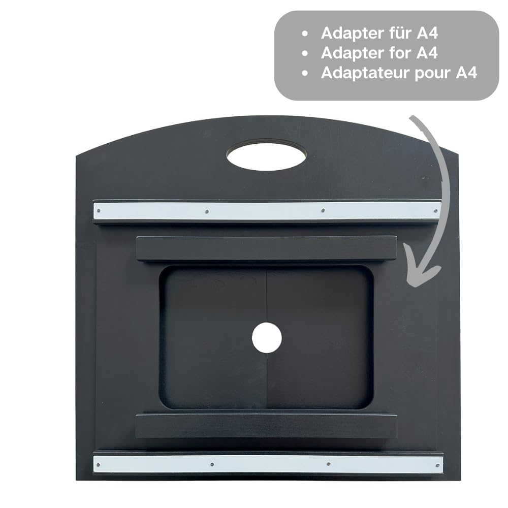 howa Kamishibai 4 en 1 Teatro de narración Teatro de Sombras Teatro Figurentheater Madera para tarjetas de imagen DIN A3, con adaptador para DIN A4, ranura lateral, pared trasera abierta 7504