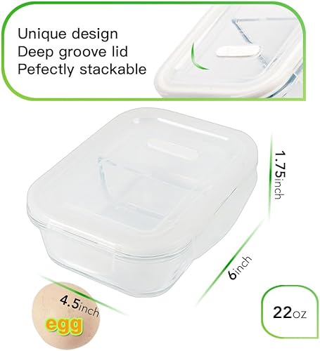 Miniatura 2 de DAS TRUST Paquete de 10 recipientes de vidrio para preparación de comidas, aptos para microondas, tazones de preparación de comidas, recipientes de