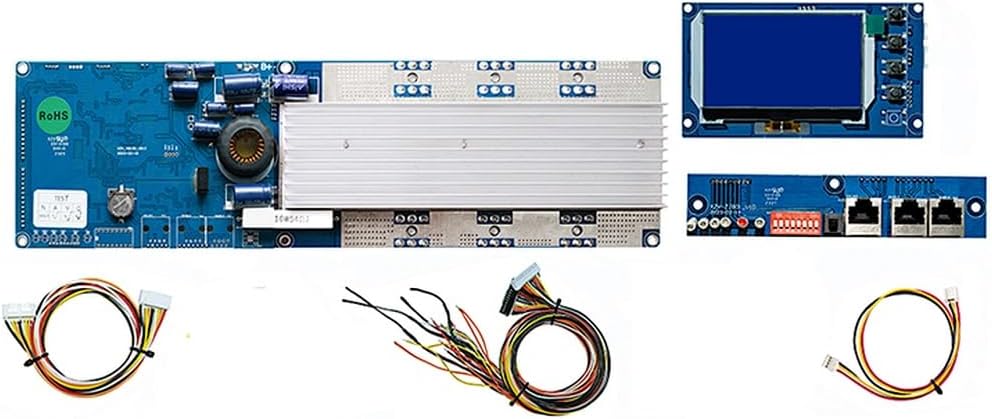 Seplos BMS 3.0 board with LCD screen and various connection cables