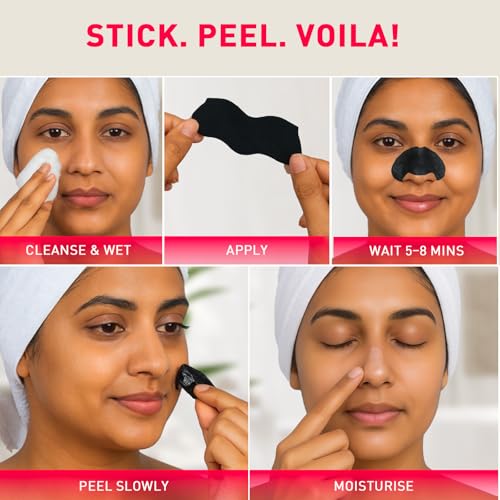 Image of Sirona Bamboo Charcoal Blackheads Remover Nose Strips for Women - Pack of 8 | Painless & Instant Removal of Whiteheads, Blackheads, Pore Cleanser, Dirt & Oil