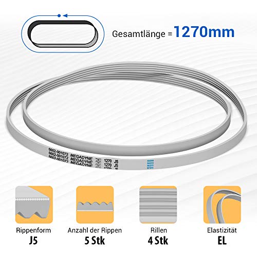 VIOKS Keilriemen Keilrippenriemen 1270 J5 1270J5 Riemen Antriebsriemen Trockner für Waschmaschine Wäschetrockner AEG Samsung Whirlpool Bauknecht