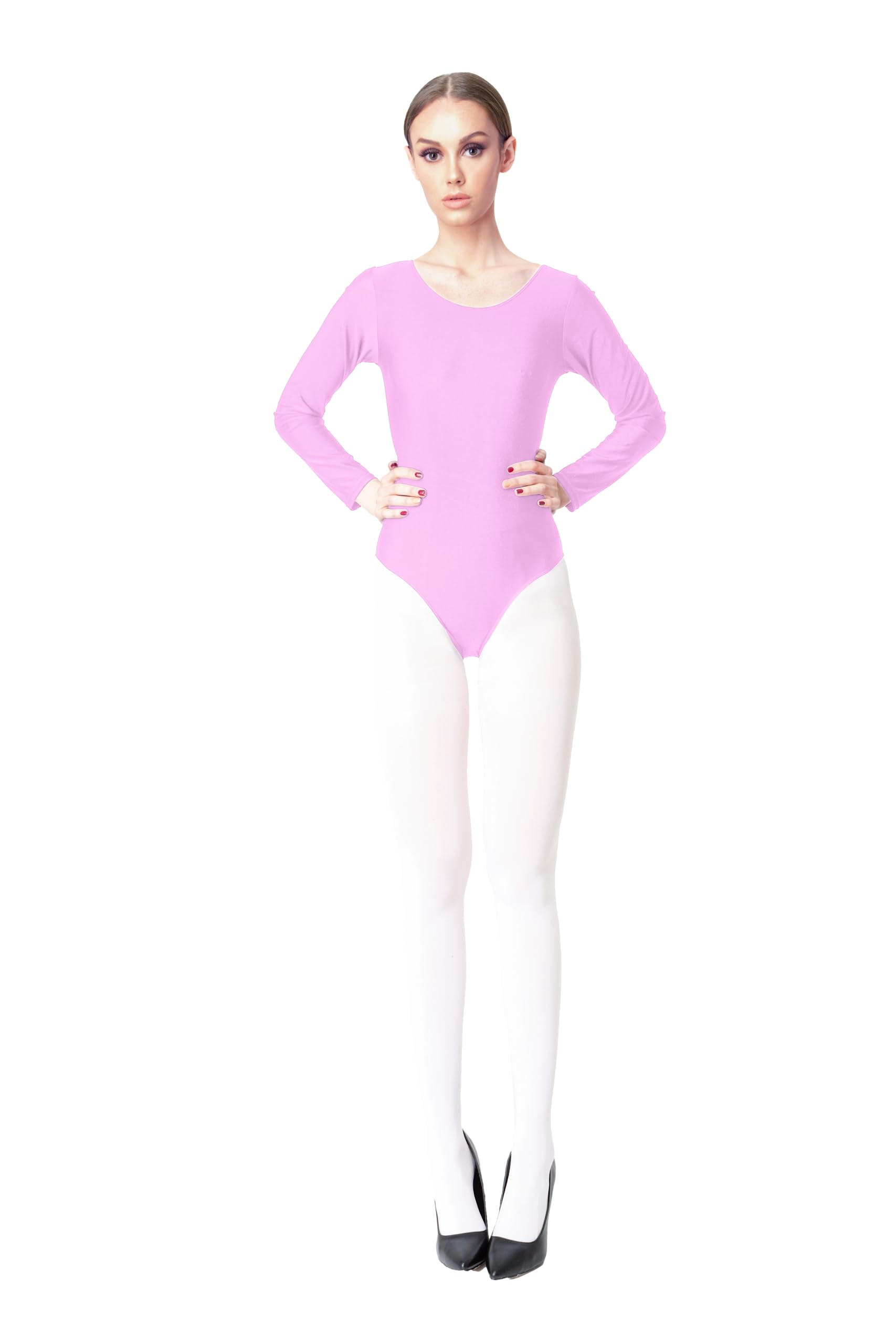 Carnavalife Bodysuit Maillot Ballet Mujer Manga Larga Cuello Redondo Danza Niña Bailarina Gimnasia