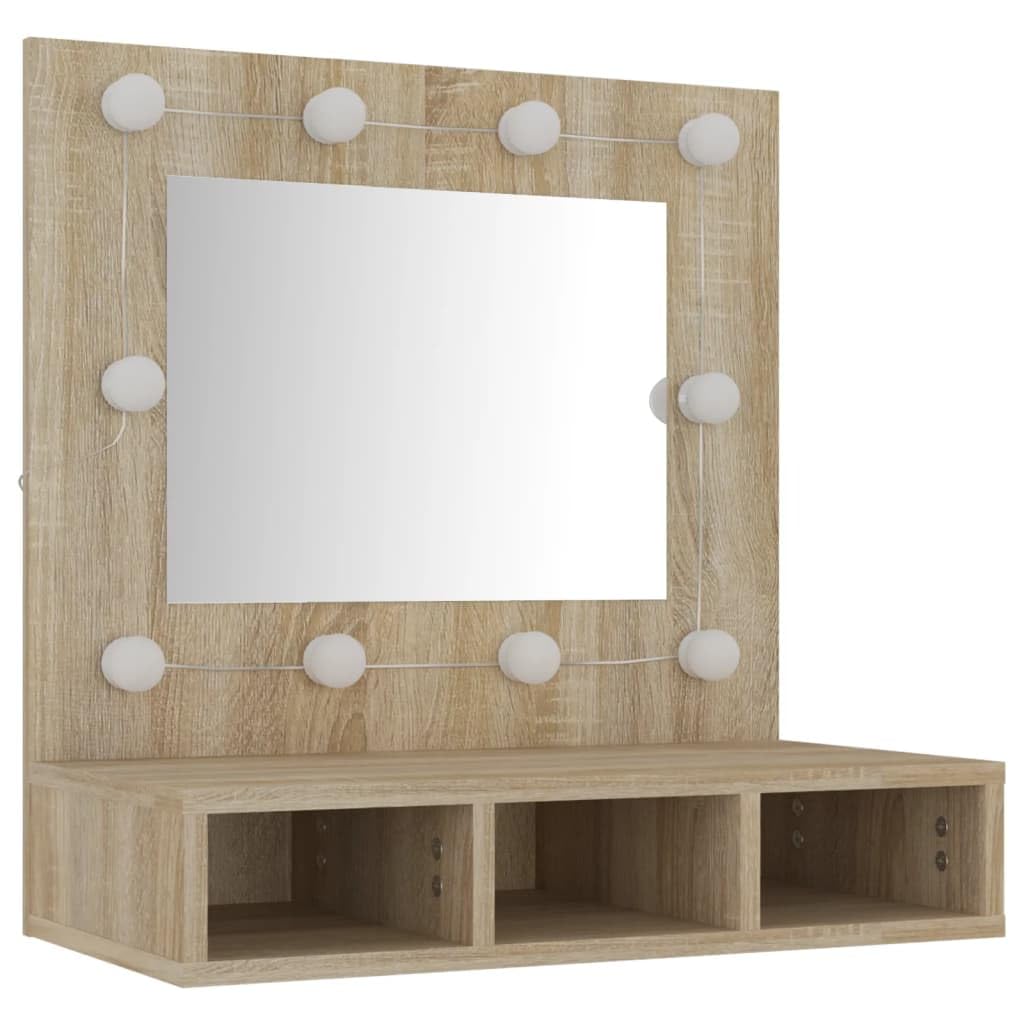 Helloshop26 Armoire à Miroir avec LED 60 x 31,5 x 62 cm chêne 02_0006670