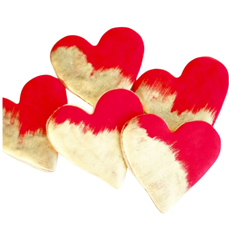 1 Dz. Red and Gold Heart Cookies! A Brush of Golden Treasure! Birthday Themed, Bridal Shower Party Favors or Valentine’s Gift!