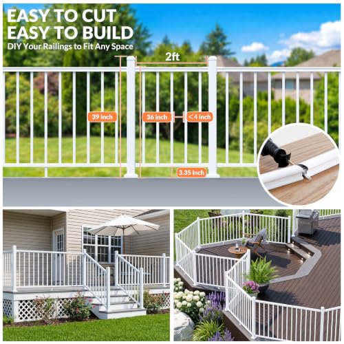 Image of Egadis 36 in x 2 ft Modular Aluminum Porch and Deck Railing Kit, White