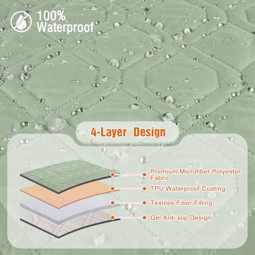 Image of VANSOFY Loveseat Recliner Cover with Console 100% Waterproof Sofa Slipcovers Non-Slip Reclining Couch Cover Split Sofa Covers Furniture Protector for Pets, Dogs(Light Green)