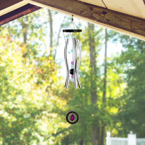 FC Design 33" Long Wooden Top Geode Wind Chime Wavy