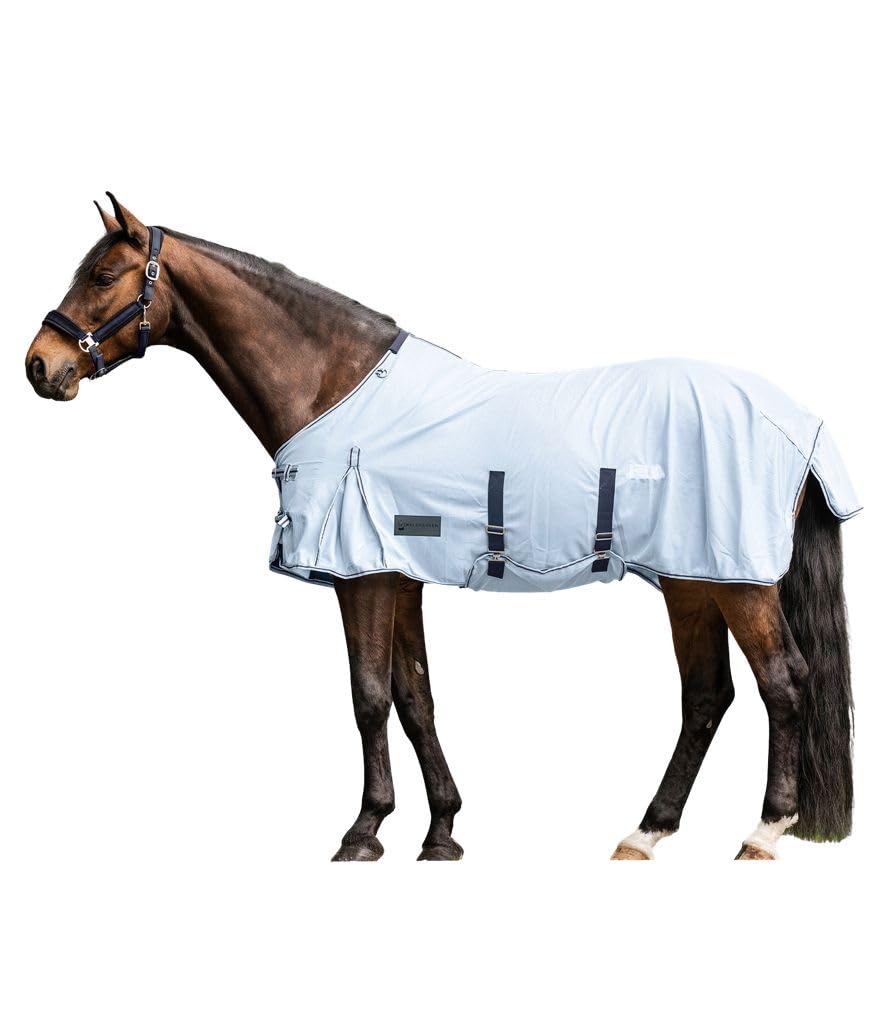 Waldhausen Manta antimoscas Protect con cinturón para el vientre, azul claro/azul oscuro, 115 cm