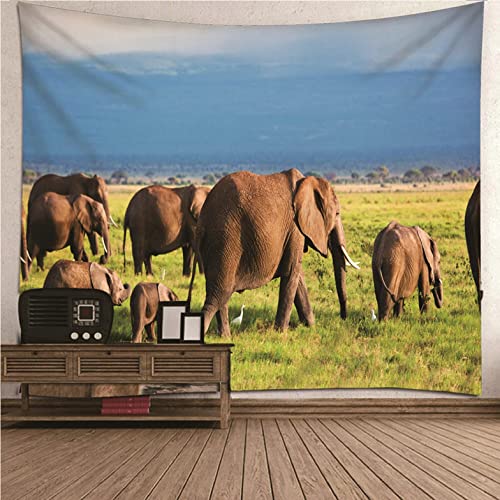 Tapiz grande para pared Isdreem de 200x150cm, tela de elefantes azul para decorar tu hogar