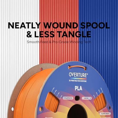 Image of OVERTURE High Speed PLA Filament 1.75mm, Neatly Wound 3D Printer Filament 1kg Spool (2.2lbs) Rapid PLA, Dimensional Accuracy + /- 0.02 mm, Fit Most FDM 3D Printers (Orange)