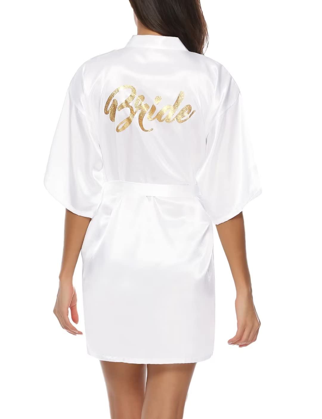 Sumeyuyu Albornoz para Mujer, Satén Kimono Bata para Novia/Dama de Honor Vestido de novia
