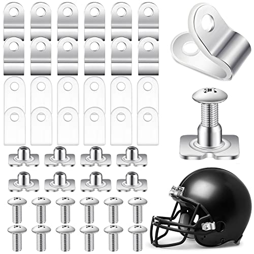 Fabbay 32 Pcs Football Helmet Repair Kit Football Helmet Hardware Kit R Shape Visor Clips Screws Nuts with Rubber Gaskets for Hockey Baseball Sports