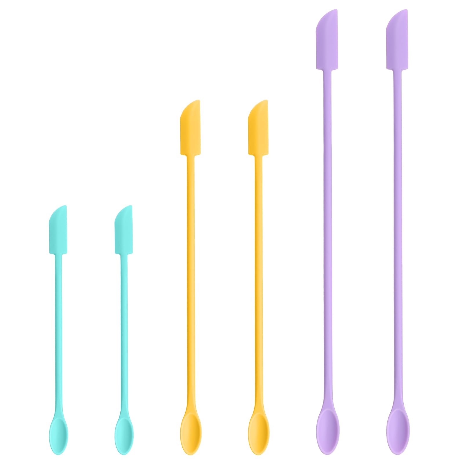 Sibba 6 x Silicone Makeup Spatulas, Face Mask Applicator Set, Mini Spoon, Small Scraper, Double-Sided Scrubber, Clean Skincare Tools, Cooking Utensils, Suitable for Food, Bottle, Cosmetics
