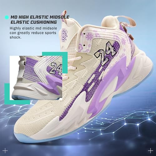 Image of Men's Basketball Shoes Fashionable Breathable Anti Slip Sports Shoes Outdoor Running Fitness Training Shoes