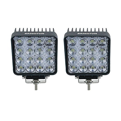 BRIGHTUM 48W LED Luce del lavoro luce del lavoro fuori strada bianca 12V 24V Lumen rotonda riflettore faro Spotlight lavoro SUV luce UTV ATV del trattore Escavatore Truck KFZ (48W)