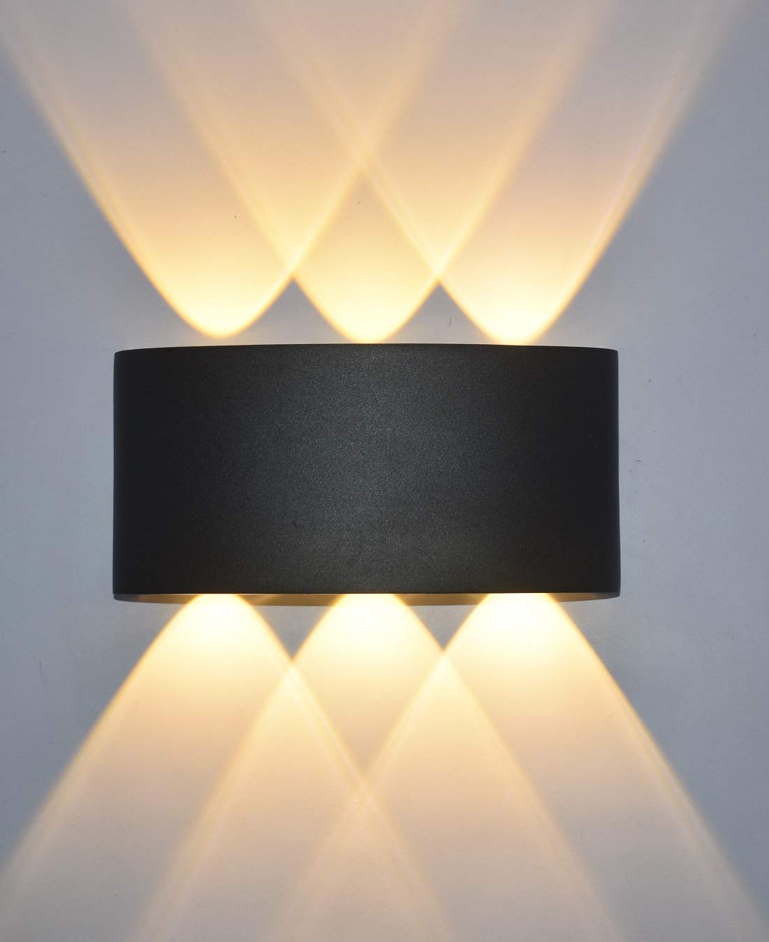Tripping 6-Watt Warm White Indoor/Outdoor Wall Lamp - Curved Black LED Light Shade - Up and Down Lighting - Waterproof Die-Cast Aluminum - 6 LEDs (1W Each) - Creates Cross Sign Impression on Wall (28) (B0D6VYD3FR) Amazon Price History, Amazon Price Tracker