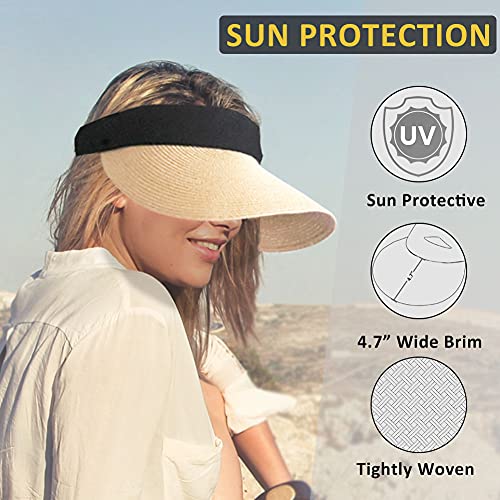 Visera de Paja para Mujer con Ala Ancha y Protección UV miniatura 5