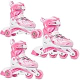 Roller en ligne Princess du 34 au 37 EnfantBlanc/Rose Mixte taille ajustable Raven