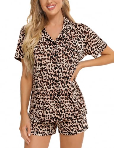 Image of SWOMOG Womens Button Down Pajamas Set Short Sleeve Sleepwear Bride Soft Pj Lounge Sets XS-3XL