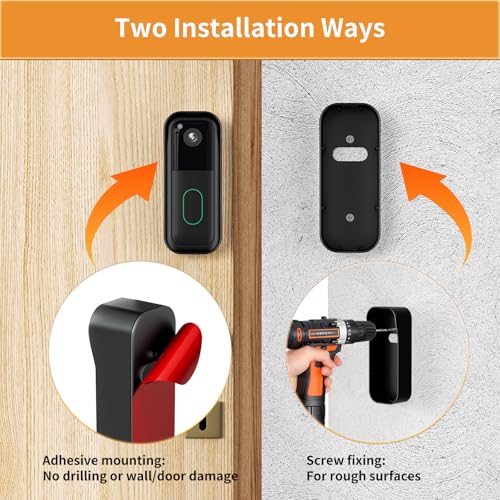 Image of No-Drill Doorbell Mount for Video Doorbell (2nd Gen-2025 Model), Strong Adhesive Doorbell Camera Bracket - Not Block Sensor, Anti-Theft Mount for Home, Apartment, Office