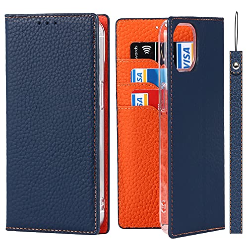 Étui portefeuille iPhone 13 avec fentes cartes et étui cuir véritable