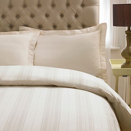 Great Knot Ivory Variable Stripe 100% Egyptian Cotton 200 Thread Count Sateen Duvet Cover Set, Single,