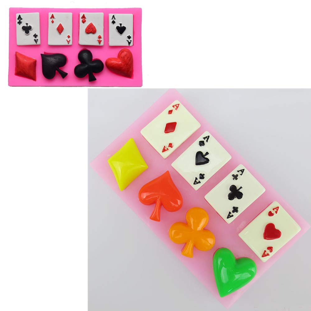 Moule En Silicone Forme Cartes à Jouer Poker - Pour Chocolat, Fondant, Glace - Résistant Four/Congélateur