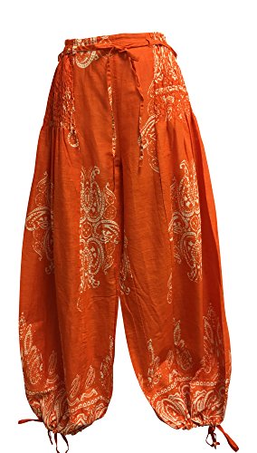 Yoga Trendz Bohemian Indian Cotton Paisley Smocked Waist Flared Palazzo Pants2