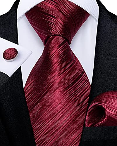 Image of DiBanGu Silk Ties for Men Necktie and Lapel Pin Brooch Set Formal Woven Paisley Plaid Striped Solid Tie Wedding Party