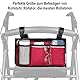 Rollstuhlaufbewahrungstasche Armlehnentasche mit Becherhalterung und reflektierendem Streifen, für die meisten Rollstühle, Gehhilfen oder Rollatoren (Rot)