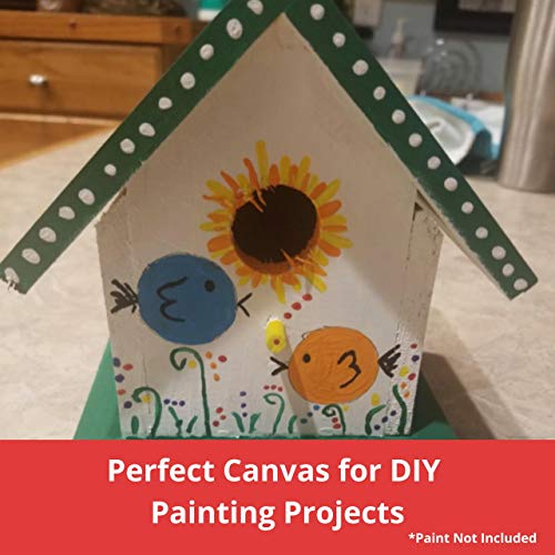 Unfinished Birdhouse To Paint For Birdwatching With Perch, Natural Wood Pine Frame For Finches And Songbirds, Heavy Duty Outdoor Hanging Use (9.0") #TOP6