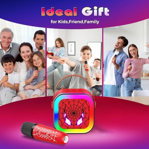 Image of LED Karaoke Machine Toy - Portable Bluetooth Speaker with Mic for Kids 3-12 - Birthday Gift for Boys & Girls - Mini Karaoke System with Lights & Wireless Microphone - Fun Music Toy for Parties (Style 3)