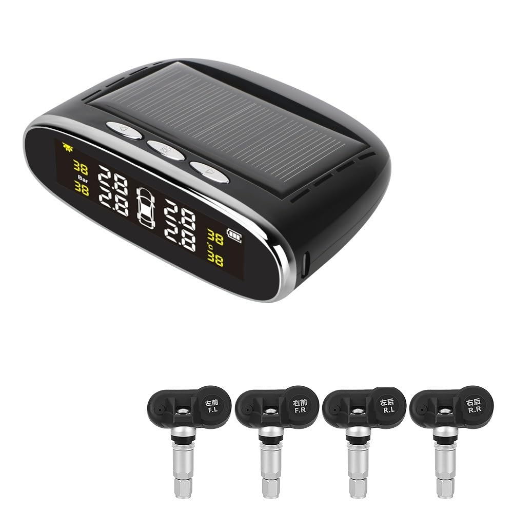 Tpms Sensori di pressione dei pneumatici for auto solari Sistema di monitoraggio Tester for pneumatici Strumenti diagnostici Kit di allarme Accessori automobilistici digitali Pressione Pneumatici(Inte