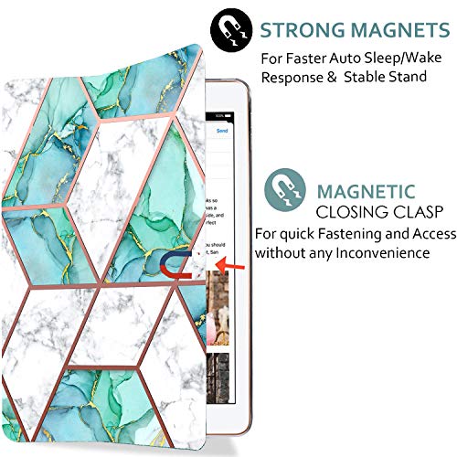 Image of DuraSafe Cases For iPad PRO 12.9 Inch 2nd [ Pro 12.9 2 Generation 2017 ] A1670 A1671 MQEF2HN /A MQED2HN /A MQEE2HN /A MQDC2HN /A MQDD2HN /A Printed PC Lightweight Protective Clear Back Cover - Marble Green