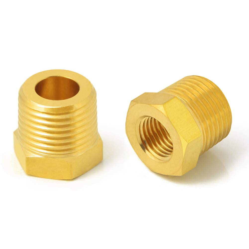 Metaland Brass Reducer Hex Bushing, 3/4" Male NPT to 1/4" Female NPT, Reducing Pipe Adapter Fitting (Pack of 2)