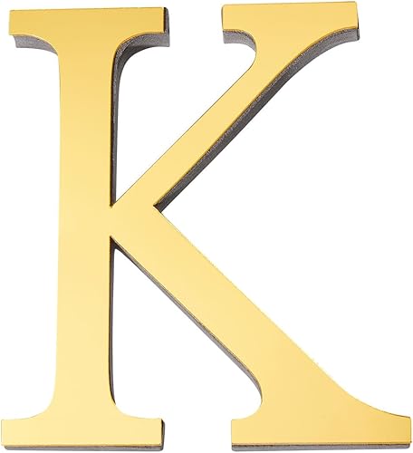 Miniatura 10 de Calcomanías de pared con letras acrílicas 3D, letras doradas, decoración de pared del hogar, letrero del alfabeto, calcomanías de pared para sala de