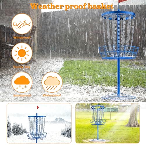 Image of Disc Golf Basket,Heavy Duty 24 Chain Portable Target with 6pcs Disc Golf Discs and Transit Bag