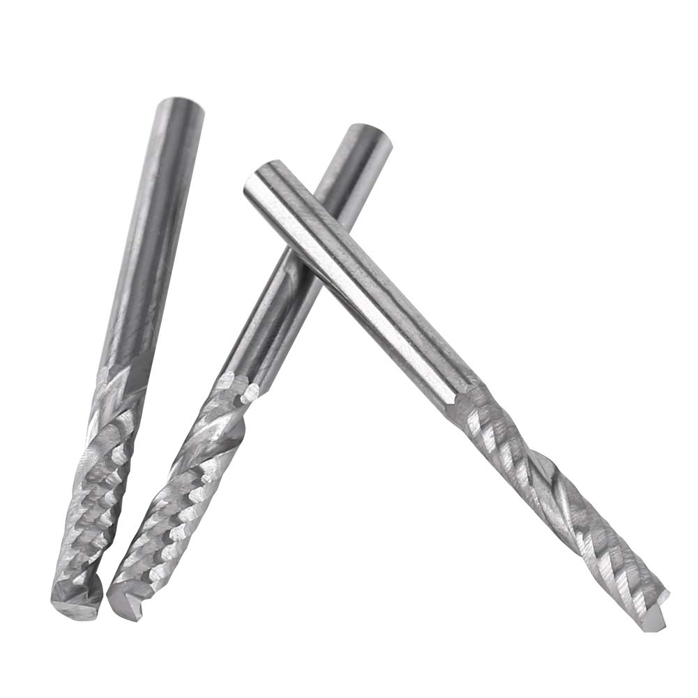 Akozon 10pcs Unique FlûTe Fraise en Bout CNC Outil Bits DiamèTre 3.175mm Longueur du Bord de Coupe 22mm Fraise CNC