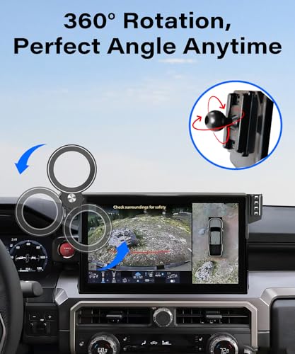 Image of Car Phone Holder for 2024-2026 Toyota Tacoma /2025 4Runner Accessories | 14 Inch Screen Clip-On MagSafe Strong Magnetic Cell Phone Mount, Dual Slots for Driver & Passenger,360 Rotatable Hands-Free