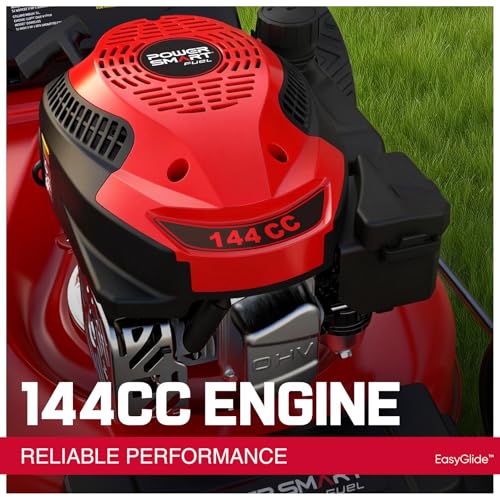 Image of PowerSmart EasyGlide 21-Inch Gas Lawn Mower, 144cc 4-Stroke OHV Engine, Push Walk-Behind, 3-in-1 Mulch /Bag /Side Discharge, Steel Deck, 6 Height Adjustment
