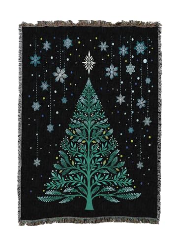 Pure Country Weavers Christmas Night Tree Snowy by Episodic Drawing - Gift Tapestry Throw Blanket...