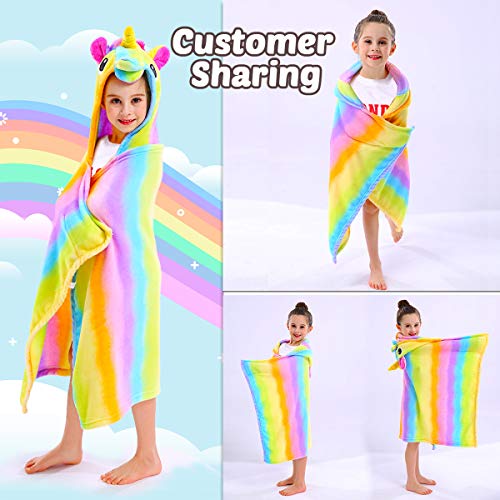 Cozybomb Unicorn Gifts For Girls Wearable Fleece Soft Throw Blanket For Kids - Cute Hooded Plush Bathrobe Cozy Wrap With Hood Sleep Age 3 4 5 6 Year Old Unicorn #TOP1