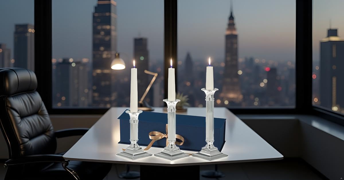 3er Set Silber-Kerzenständer Berlin (15/19/23cm) – Echt versilbert & Anlaufgeschützt – Edle Geschenkbox inklusive