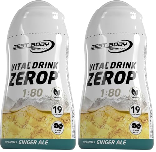 Best Body Nutrition Vital Drink ZEROP – Ginger Ale, Original Getränkekonzentrat – Sirup – zuckerfrei, 1:80 ergibt 19 Portionen Fertiggetränk, 48 ml (Packung mit 2)