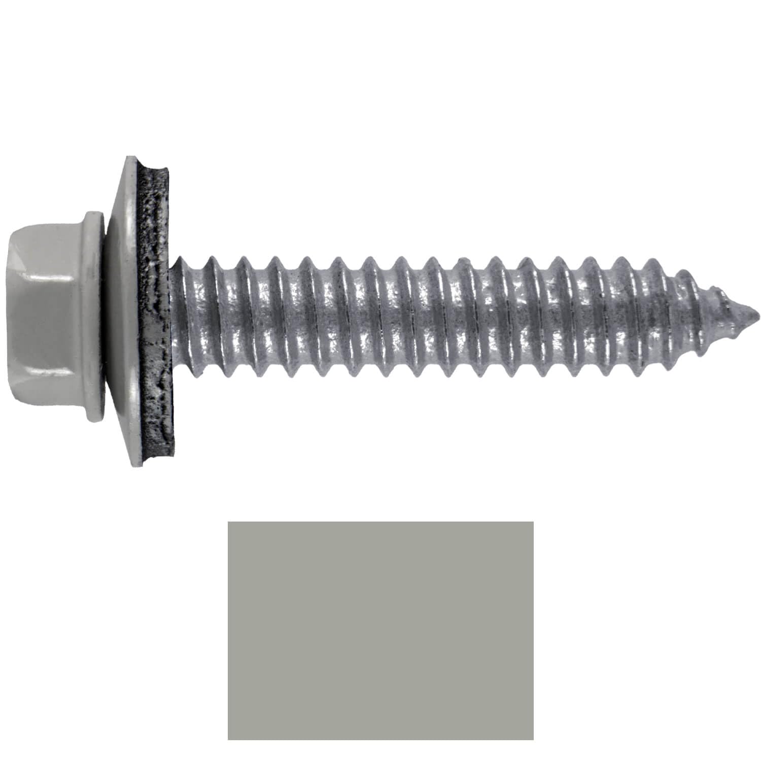17 x 1-1/2" ABC Gray Roofing Screws - Metal Panel to Steel Purlins/Recovery Screws. Hex Washer Head - EPDM Bonded 1 x 250 Count Bag - 250 Screws