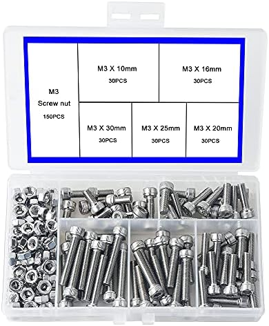 M5 Nuts and Bolts Set 304 Stainless Steel Hexagon Socket Head Cap Screws Hexagon Socket Head Screw Head Mechanical Parts Bolt And Nut Combination Box