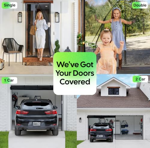 UnBugs Magnetic Screen Door - Fits French Door & Double Doors up to 50 x 82 Inches MAX - Pet & Kid Friendly, Self-Closing - Hands Free Magnet Closure Keeps Bugs Out & Breeze in