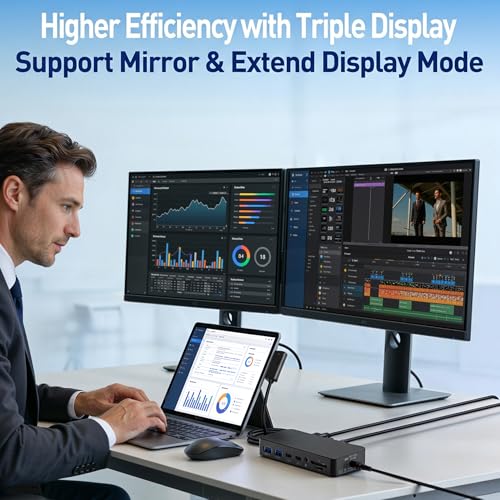 Surface Docking Station 12 en 1 con HDMI triple pantalla para Surface Pro y Go 4