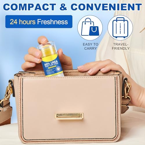 60% Urea Foot Care Stick with 2% Salicylic Acid, 2-Pack Moisturizing Foot Cream Stick for Dry Cracked Heels, Calluses, Rough Thick Skin, Feet, Hands, Elbows & Knees