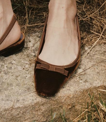 Suede Sling Back Flat Shoes for Women Low Heel Pump Shoes3